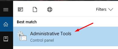Administrative Tools in Windows 10