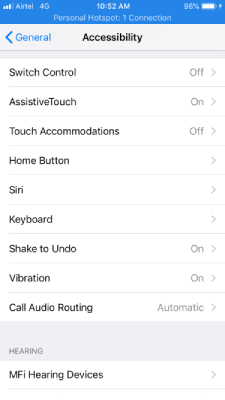 Accessibility Setting in iPhone