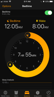 Bedtime in iOS