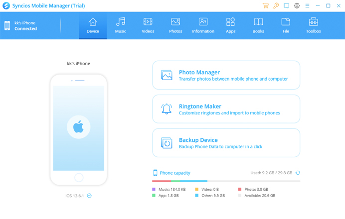 syncios data recovery trial