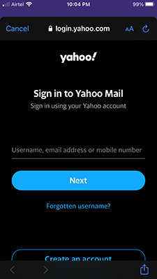 Log in Yahoo Mail on iOS