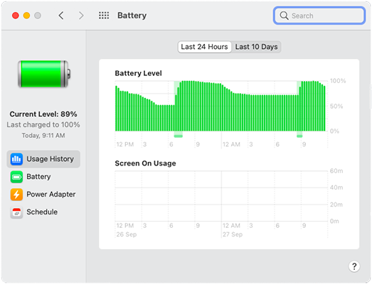 Battery Status in MacBook