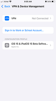 VPN Option in iOS 15