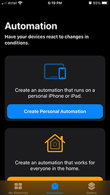 Create Personal Automation on iPhone