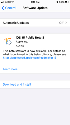 iOS 15 public beta Download and Install