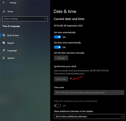 Sync Date and Time on Windows