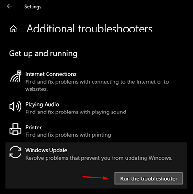 Run the troubleshooter on Windows