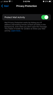 Enable Protect Mail Activity Feature