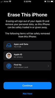 Erase This iPhone in iOS 15